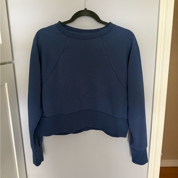 Women's Nike Cropped Blue Sweatshirt - Picture 1 of 4